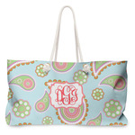 Blue Paisley Large Tote Bag with Rope Handles (Personalized)