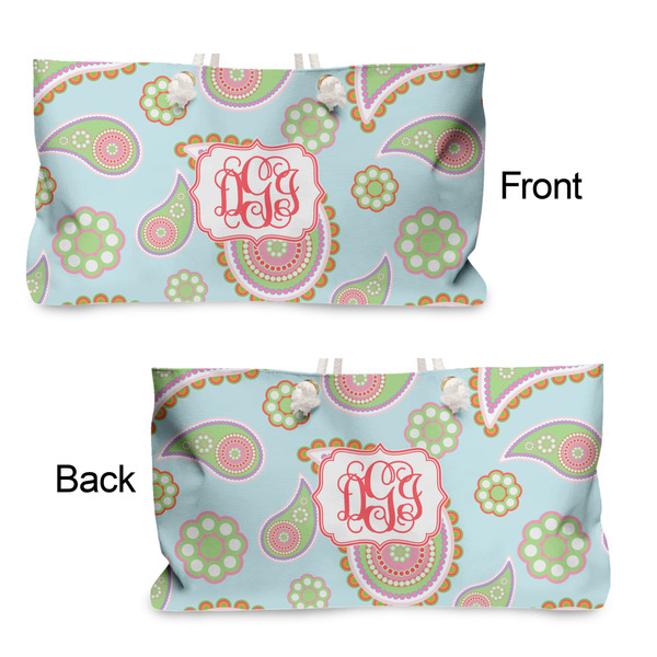 Blue Paisley Large Rope Tote - From & Back View