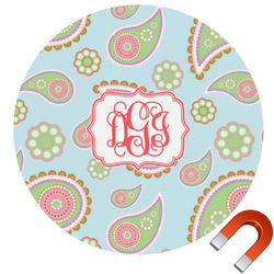 Blue Paisley Round Car Magnet - 6" (Personalized)