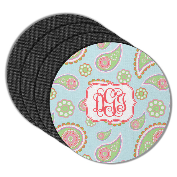 Blue Paisley Round Coaster Rubber Back - Main