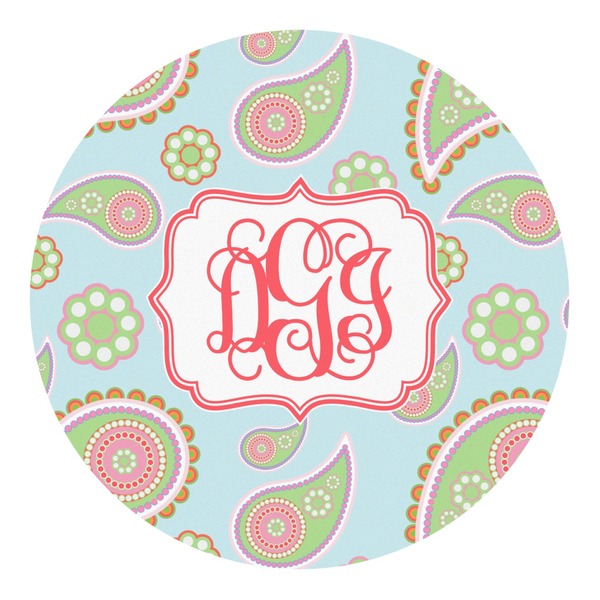 Custom Blue Paisley Round Decal - Large (Personalized)