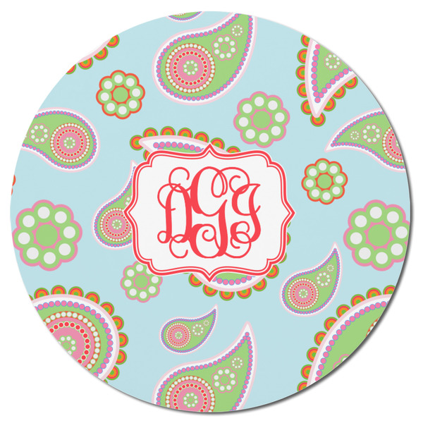 Blue Paisley Round Fridge Magnet - FRONT