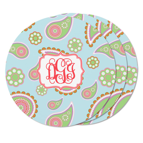 Blue Paisley Round Fridge Magnet - THREE