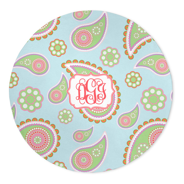 Custom Blue Paisley 5' Round Indoor Area Rug (Personalized)