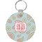 Blue Paisley Round Plastic Keychain (Personalized)