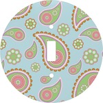 Blue Paisley Round Light Switch Cover