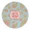 Blue Paisley Round Linen Placemats - FRONT (Double Sided)