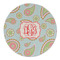 Blue Paisley Round Linen Placemats - FRONT (Single Sided)