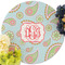 Blue Paisley Round Linen Placemats - Front (w flowers)