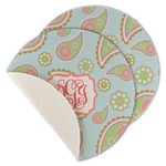 Blue Paisley Round Linen Placemat - Single Sided - Set of 4 (Personalized)