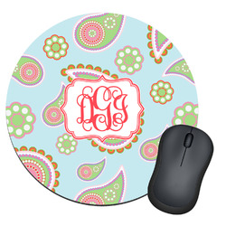 Blue Paisley Round Mouse Pad (Personalized)