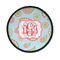 Blue Paisley Iron On Round Patch w/ Monogram