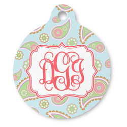Blue Paisley Round Pet ID Tag - Large (Personalized)