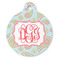 Blue Paisley Round Pet ID Tag - Large - Front