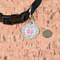 Blue Paisley Round Pet ID Tag - Small - In Context