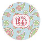 Blue Paisley Round Stone Trivet (Personalized)