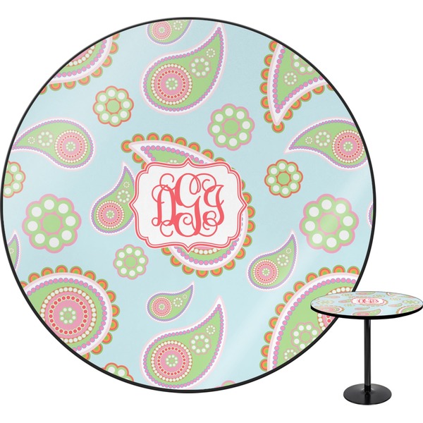 Custom Blue Paisley Round Table - 30" (Personalized)