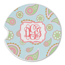 Blue Paisley Sandstone Car Coaster - Single (Personalized)