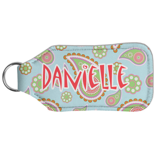Blue Paisley Sanitizer Holder Keychain - Large (Back)