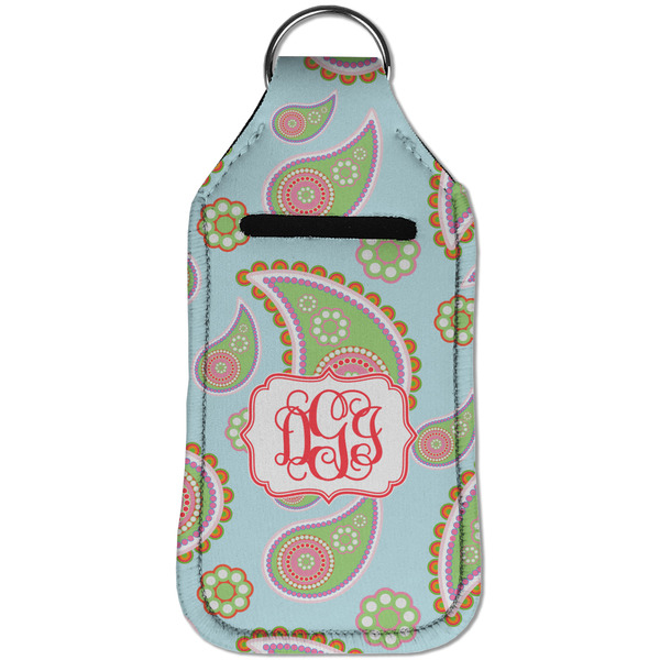 Blue Paisley Sanitizer Holder Keychain - Large (Front)
