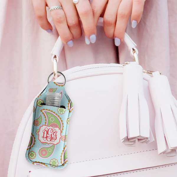 Blue Paisley Sanitizer Holder Keychain - Large (LIFESTYLE)