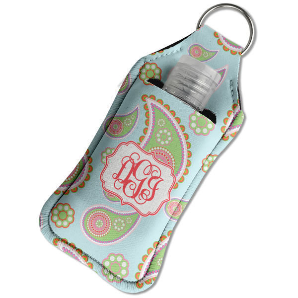 Blue Paisley Sanitizer Holder Keychain - Large in Case