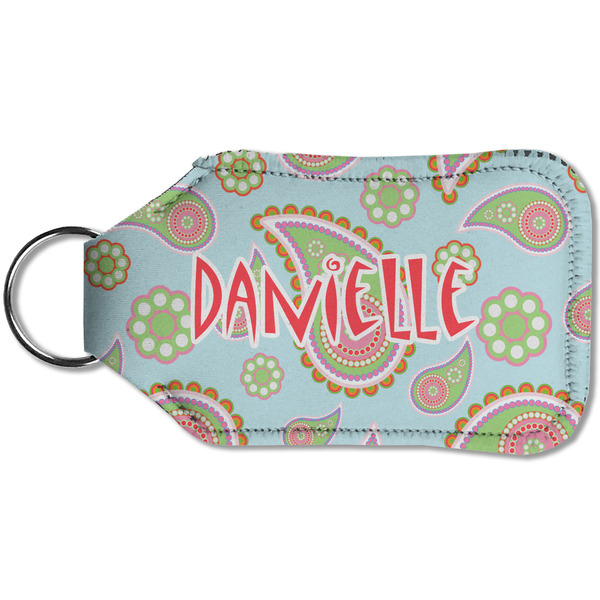 Blue Paisley Sanitizer Holder Keychain - Small (Back)