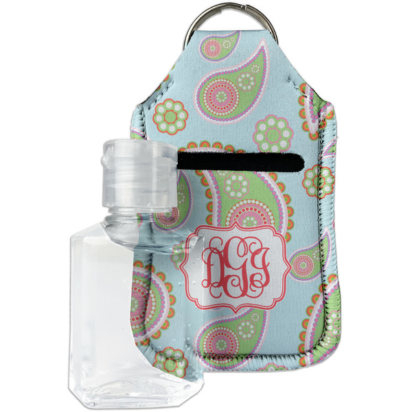 Custom Blue Paisley Hand Sanitizer & Keychain Holder (Personalized)