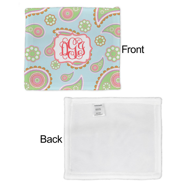 Blue Paisley Security Blanket - Front & White Back View