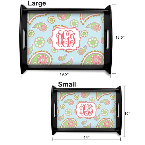 Blue Paisley Serving Tray Black Sizes