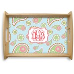 Blue Paisley Natural Wooden Tray - Small (Personalized)