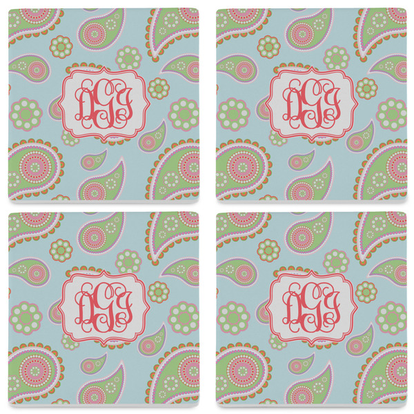 Blue Paisley Set of 4 Sandstone Coasters - See All 4 View