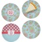 Blue Paisley Set of 4 Glass Appetizer / Dessert Plate 8" (Personalized)