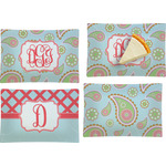 Blue Paisley Set of 4 Glass Rectangular Appetizer / Dessert Plate (Personalized)