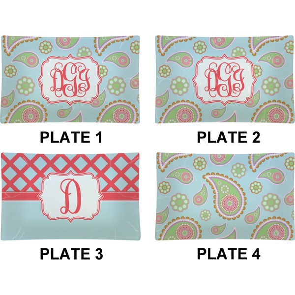 Blue Paisley Set of Rectangular Dinner Plates (Approval)