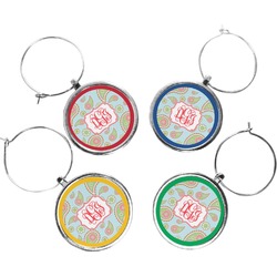 Blue Paisley Wine Charms (Set of 4) (Personalized)