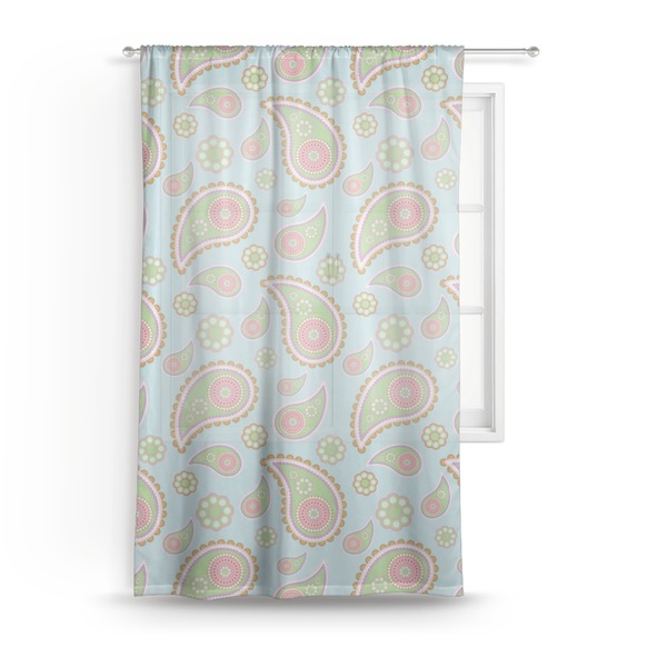 Custom Blue Paisley Sheer Curtain - 50"x84"
