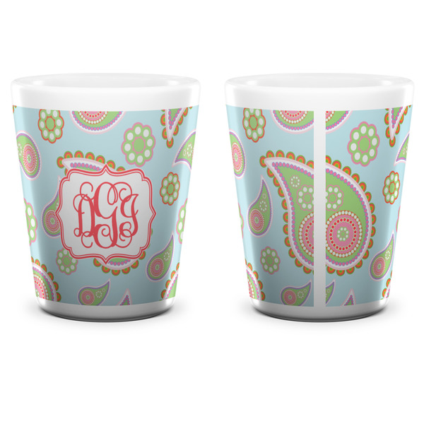 Blue Paisley Shot Glass - White - APPROVAL