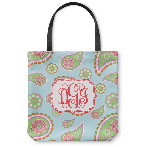 Custom Blue Paisley Canvas Tote Bag - Large - 18"x18" (Personalized)
