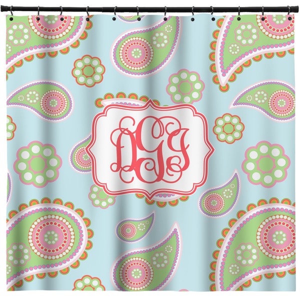 Custom Blue Paisley Shower Curtain (Personalized)