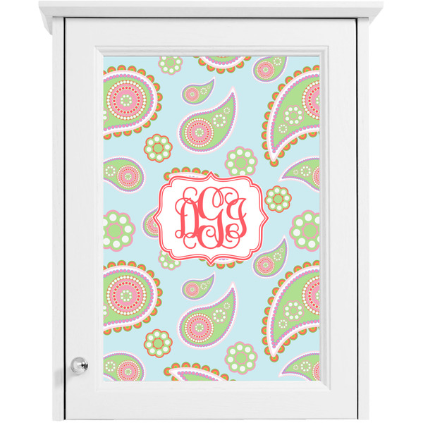 Blue Paisley Single White Cabinet Decal