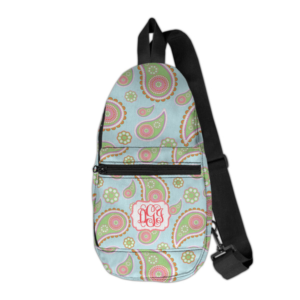 Custom Blue Paisley Sling Bag (Personalized)