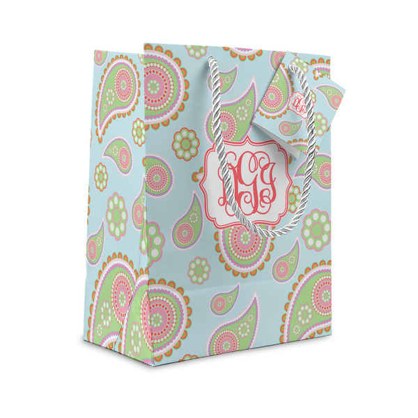 Custom Blue Paisley Small Gift Bag (Personalized)