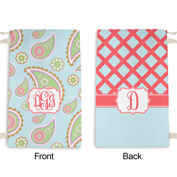 Blue Paisley Small Laundry Bag - Front & Back View