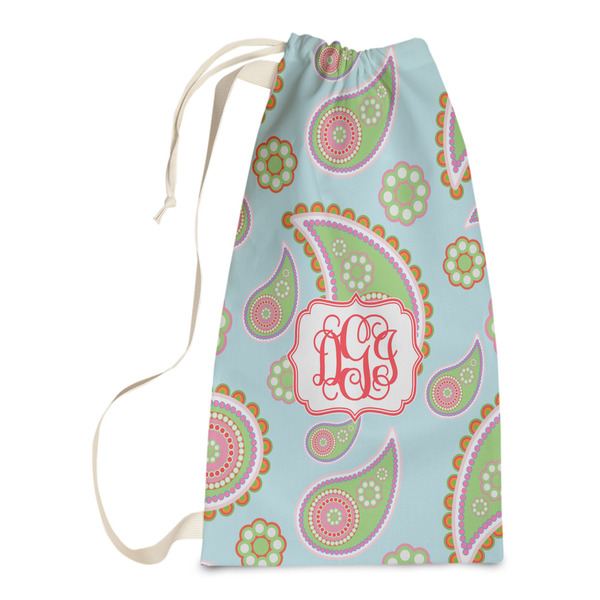 Custom Blue Paisley Laundry Bags - Small (Personalized)