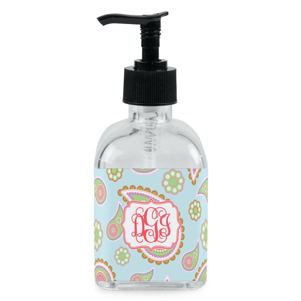 Custom Blue Paisley Glass Soap & Lotion Bottle - Single Bottle (Personalized)