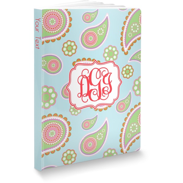 Custom Blue Paisley Softbound Notebook (Personalized)