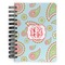 Blue Paisley Spiral Notebook - 5x7 w/ Monogram