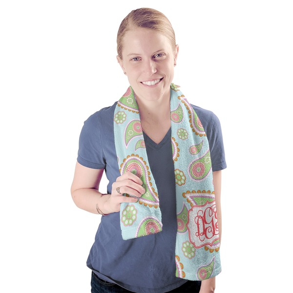 Blue Paisley Sport Towel - Exercise use - Model