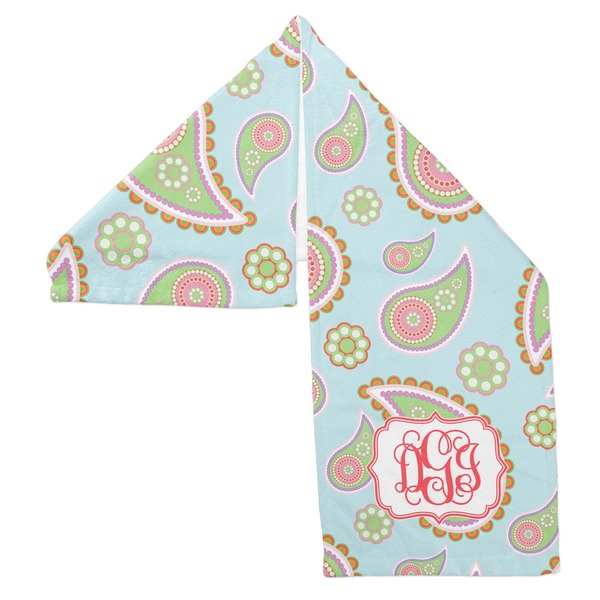 Blue Paisley Sports Towel Folded - Both Sides Showing